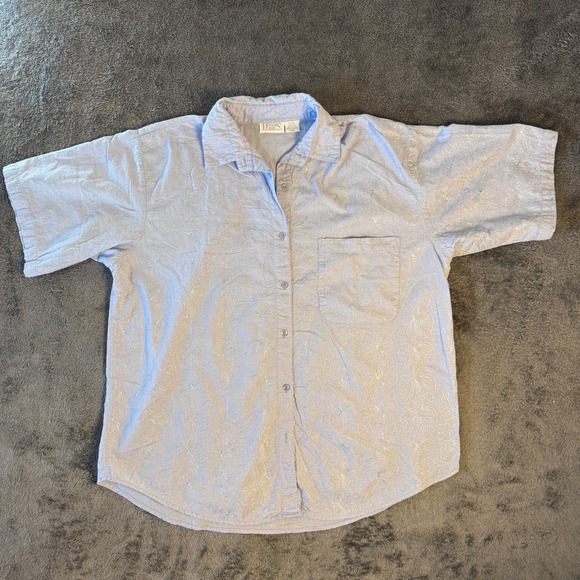 Vintage 90s Honors Plus Size 20W Embroidered 100% Cotton Button-Down Light Blue - Picture 3 of 6